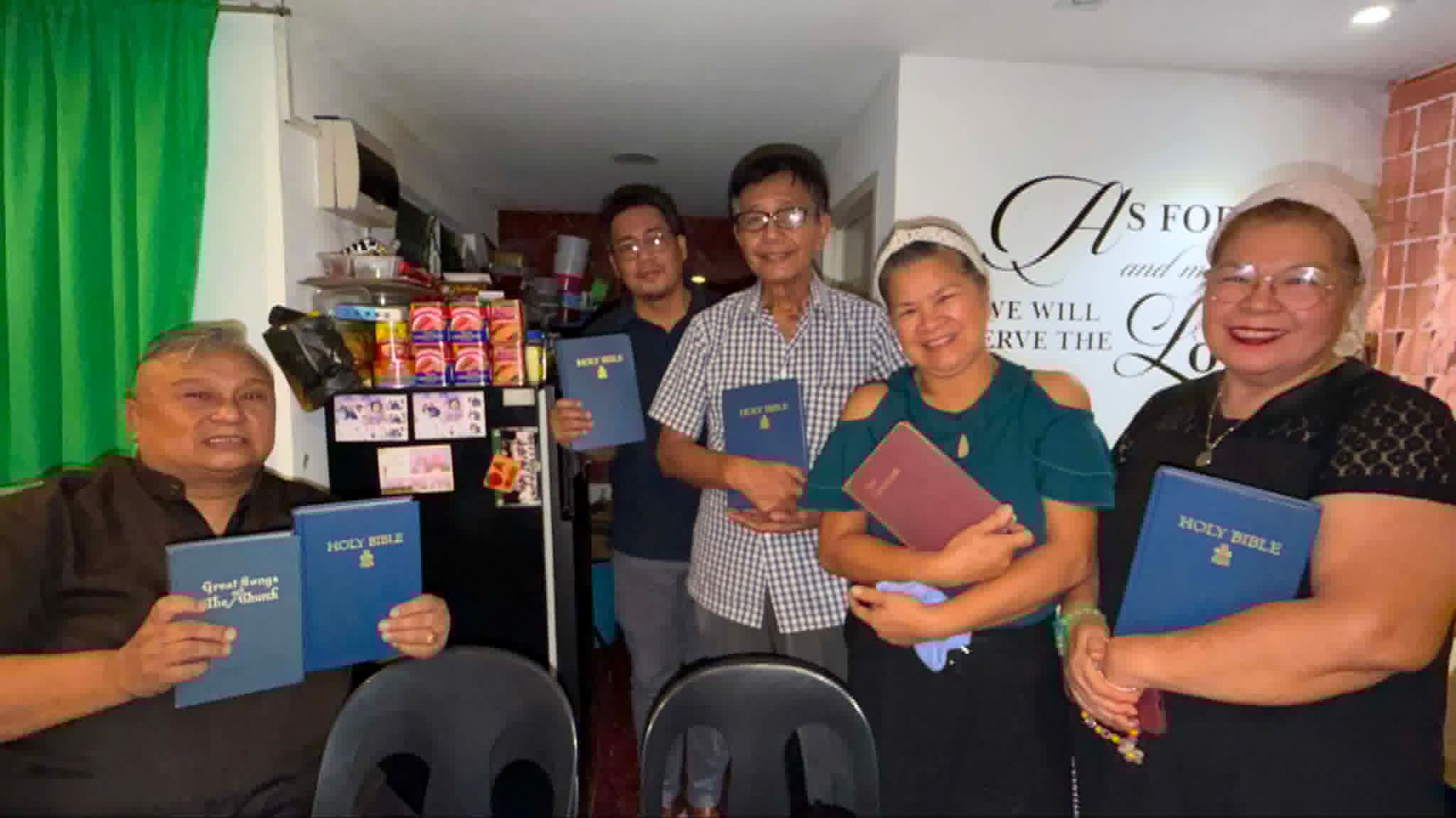 Bible and hymnal donation to The Eternal Life Ministry of Salvation (ELMS) Christian Church with Pastor Buboy Espino