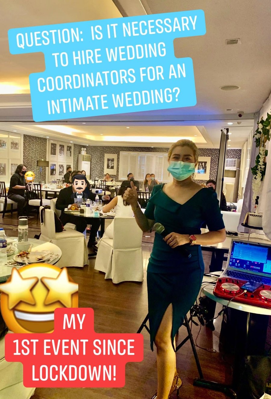 Iriz Lintag hosting a wedding event