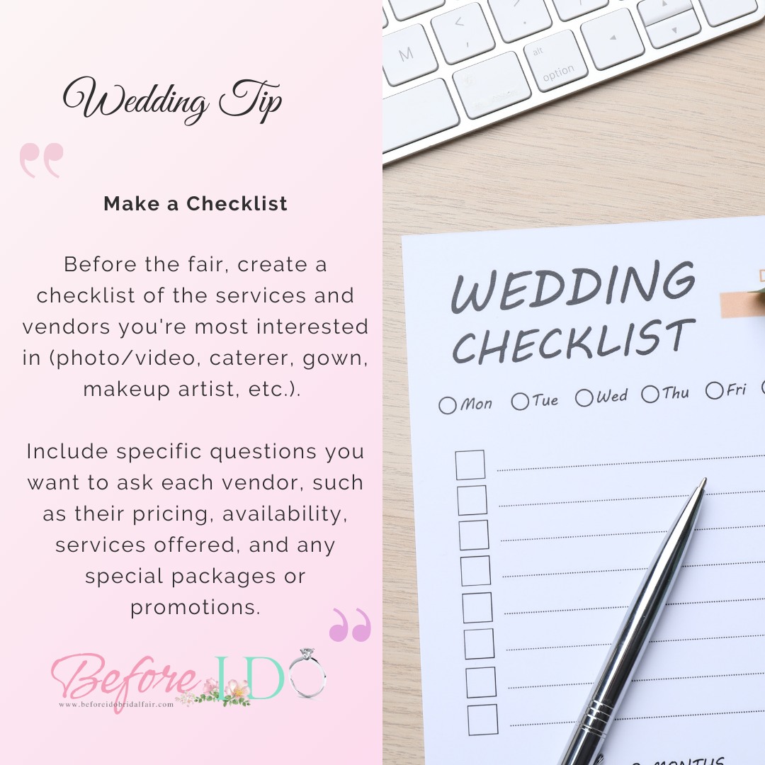 Make a Bridal Fair Checklist